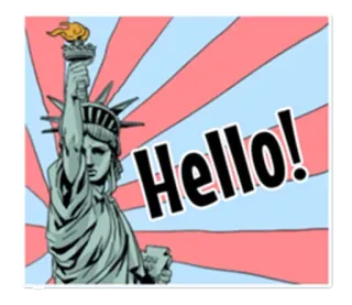 🗽 6ca06ed7 Hello! 自由女神像, 你好, 问候, 美国, 纽约, 地标 telegram sticker