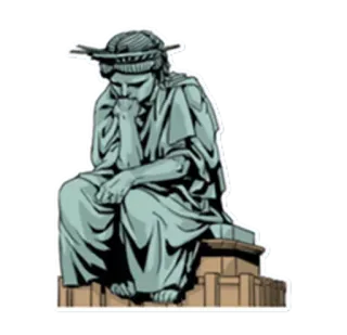 🗽 a0d3706b Statue of Liberty 自由女神像, 纽约, 地标, 思考, 悲伤, 沉思 telegram sticker