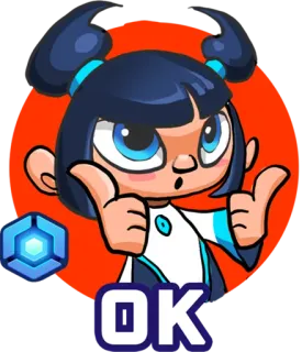 🎮 3c355d77 OK hoạt hình, ok, giơ ngón tay cái, cô gái, tích cực, xác nhận telegram sticker