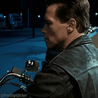 🤨 0d2d3a0b @freetopsticker мужчина, мотоцикл, кожаная куртка, профиль, ночь telegram sticker