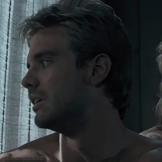 😟 423c9c52 мужчина, портрет, крупный план, без рубашки, профиль, лицо telegram sticker