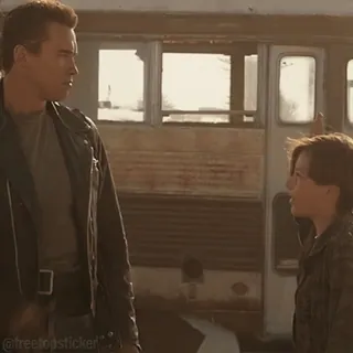 🫸 67b9ee0c Terminator Terminator 2: Judgment Day терминатор, арнольд шварценеггер, джон коннор, научная фантастика, фильм, робот, андроид telegram sticker