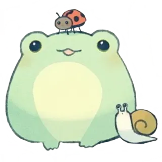 😊 86691598 rana, coccinella, lumaca, carino, kawaii, animale telegram sticker