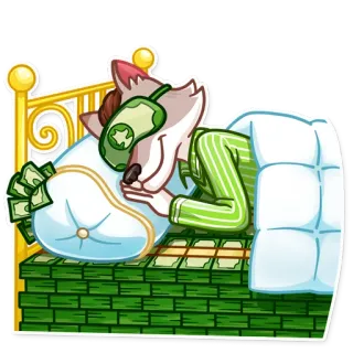 😴 38cbdcc1 money, sleep, wolf, cartoon, rich, dream, wealth telegram sticker