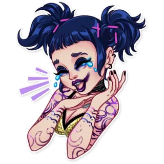 😂 8ca511fd 만화, 스티커, 여성, 고스, 이모, 문신, 캐릭터, 일러스트 whatsapp sticker