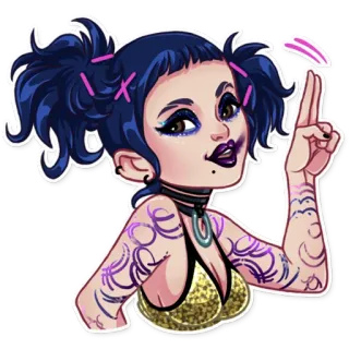 👋 971e046e 여자, 스티커, 제스처, 펑크, 소녀, 문신 whatsapp sticker