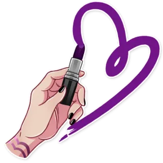 🥰 af84247d 메이크업, 립스틱, 하트, 보라색, 손, 화장품, 그림, 사랑 whatsapp sticker