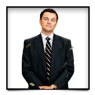 😊 938d84f2 Leonardo DiCaprio Schauspieler, Anzug, Film, Geld telegram sticker
