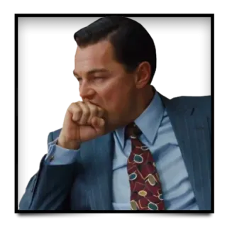 😄 b9e4f21e Leonardo DiCaprio The Wolf of Wall Street Film, Schauspieler, denkend, Anzug, besorgt telegram sticker