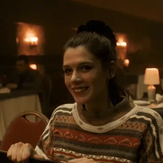 🙈 03951eb9 Frau, Lächeln, Porträt, Person, Pullover, Innen telegram sticker