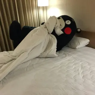 🐼 93f61c64 クマ, ぬいぐるみ, ベッド, 寝室, 枕, 毛布 telegram sticker