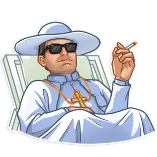 😎 6b389bc0 pape, religieux, fumer, offensant, satire, stéréotype whatsapp sticker