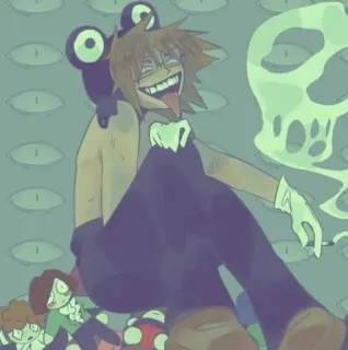 🖇 35c35f07 만화, 캐릭터, 눈, 해골, 괴물 telegram sticker