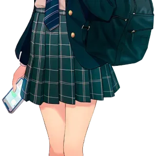 🍑 500920b6 seragam sekolah, rok, gaya anime, siswi, pelajar, telepon seluler telegram sticker