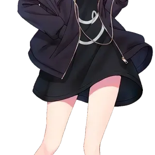 🍑 ef9f03e1 anime, gadis, mode, rok, headphone telegram sticker