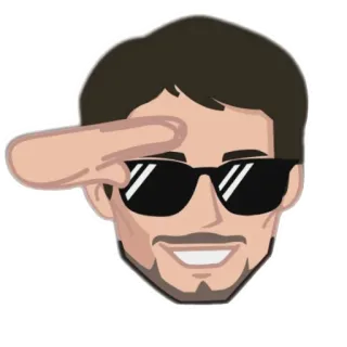 👍 5b2ed669 敬礼, 男人, 太阳镜, 问候, 卡通 telegram sticker