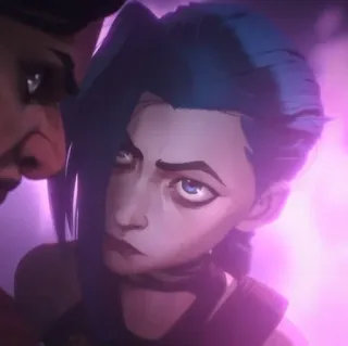 🍁 8accf781 Jinx Arcane Джинкс, Аркейн, League of Legends, персонаж, анимация, видеоигра, синие волосы telegram sticker