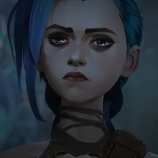 🍁 e9ae42a7 Jinx Arcane Джинкс, Аркейн, League of Legends, Персонаж, голубые волосы, Видеоигра, Мультсериал telegram sticker