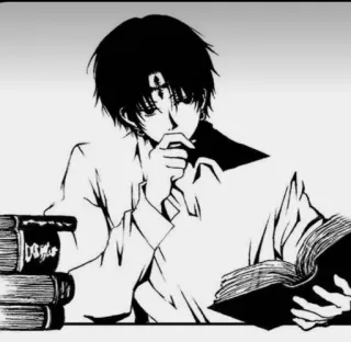 😎 2c5eff89 Chrollo Lucilfer Hunter x Hunter Anime, Manga, Postać, Czytanie, Książka, Chrollo Lucilfer telegram sticker