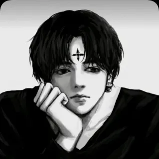 😎 4d62b77b Chrollo Lucilfer Hunter x Hunter Anime, Postać, Fanart, Czarno-białe telegram sticker
