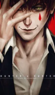 😎 9283d1ff Hisoka Hunter x Hunter HUNTER X HUNTER Anime, Manga, Hunter x Hunter, Hisoka, Fanart, Czerwona łza, Postać, Grafika telegram sticker