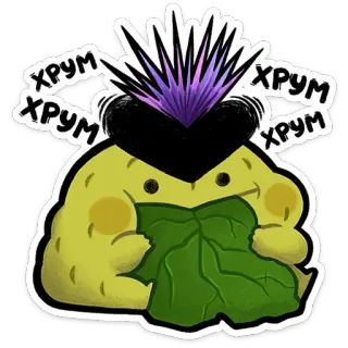 ⭐ aa4a545d ХРУМ ХРУМ Cartoon, Figur, Essen, Süß, Grün telegram sticker