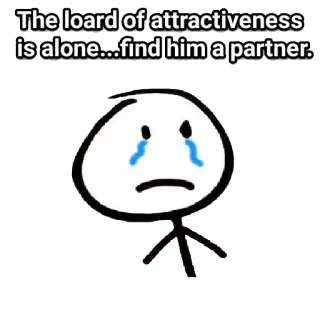 😢 080db9ae The loard of attractiveness is alone...find him a partner. strichmännchen, weinen, einsam, attraktivität, partner, traurig telegram sticker