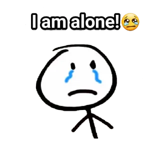 😔 4493864e I am alone! traurig, allein, strichmännchen, weinend, einsam, emotional telegram sticker