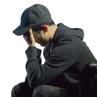 🤦‍♂️ 3b47a79d грустный, расстроенный, подавленный, мужчина, сидит, горе, печаль, меланхолия telegram sticker