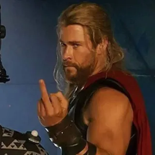 🖕 d7d57888 Thor Thor, Chris Hemsworth, Marvel, Middle finger, Offensive gesture, superhero telegram sticker