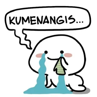 🥲 ab10bc63 KUMENANGIS... chorando, triste, lágrimas, emoção, desenho animado, personagem whatsapp sticker