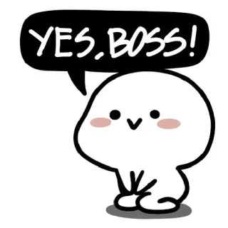🙂 cde535a3 YES. BOSS! desenho animado, fofo, chefe, obediência, ilustração whatsapp sticker