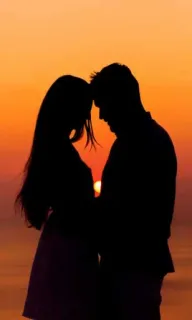 😍 da6bd709 silhouette, couple, amour, coucher de soleil, romance telegram sticker