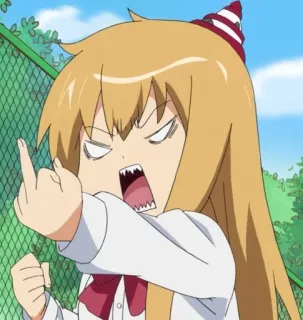 🖕 1aab3ac1 Anime, Mädchen, Stinkefinger, Beleidigend, Cartoon, Illustration, Unfreundlich whatsapp sticker