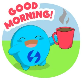 ☕️ 03cf6c46 GOOD MORNING! dzień dobry, kawa, słodkie, kreskówka, powitanie, szczęśliwy telegram sticker