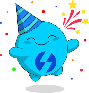 🥳 581c33b5 impreza, świętowanie, kreskówka, postać, iskierki, czapeczka urodzinowa telegram sticker