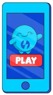 🎮 8399e784 PLAY grać, przycisk, gra, błyskawica, okrąg, telefon telegram sticker