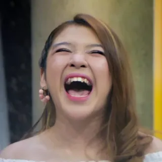 ❄️ f70ad853 femme, rire, expression, joyeux, personne, sourire telegram sticker