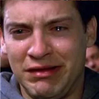 😭 ea1befda Peter Parker Spider-Man menangis, sedih, emosional, meme, Tobey Maguire whatsapp sticker