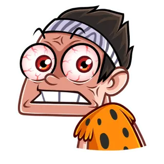 😳 2cd15d69 卡通, 疯狂的, 愤怒的, 疯子, 人, 头带, 眼睛 telegram sticker