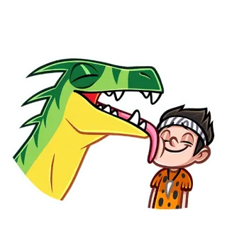 ☺️ 5f2369e2 恐龙, 卡通, 贴纸, 史前, 穴居人, 舔 telegram sticker