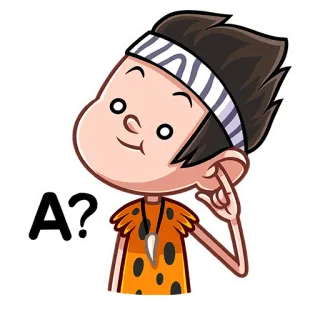 👂 f2c64c50 A? 卡通, 问题, 思考, 穴居人, 表情, 困惑 telegram sticker