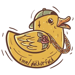 🦆 64702361 t.me/duckorfuck duck, animal, cartoon, tattoo, rose, offensive telegram sticker
