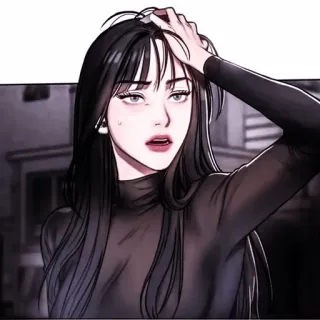 🐈‍⬛️ 100ba02b kobieta, dziewczyna, kreskówka, ilustracja, portret, anime whatsapp sticker