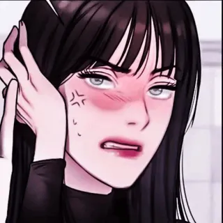 🥀 b707a3ec kobieta, zła, kreskówka, ilustracja, twarz, kobieca whatsapp sticker