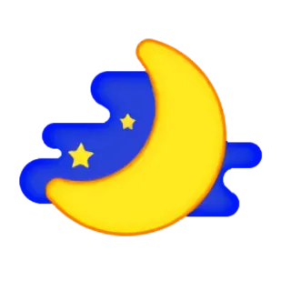 🌙 9e537364 mặt trăng, ngôi sao, đêm, bầu trời, trăng lưỡi liềm, mây, màu vàng, màu xanh dương whatsapp sticker