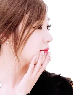 🤔 3844a209 ผู้หญิง, ภาพเหมือน, ใบหน้า, แต่งหน้า, ด้านข้าง, มือ telegram sticker