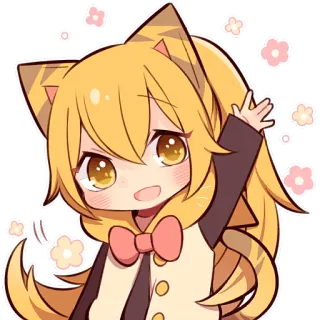 👋 82a5cc16 Anime, Kawaii, Catgirl, Mimi, Imut, Kartun telegram sticker