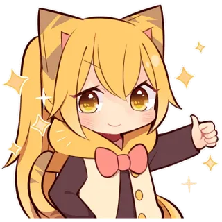 👍 a37a54a6 Anime, Gadis kucing, Kawaii, Jempol ke atas, Lucu telegram sticker