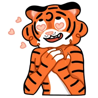 🥰 25b4ec1e 老虎, 爱, 爱心眼, 可爱, 动物 telegram sticker